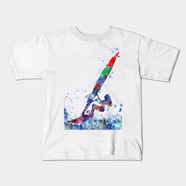 Windsurfer Kids T-Shirt by RosaliArt